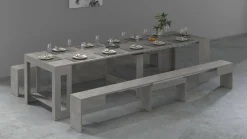 Set Tavolo E Sedie|Cucina > Dmora Set tavolo cucina estensibile e 2 panche estensibili 12 posti - Auditore Grigio