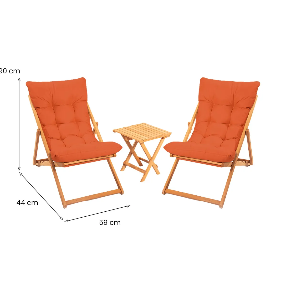 Set Tavolo E Sedie > Dmora Set Tavolo e Sedie 2 Posti Dimensione Tavolo 40x40h40 cm, Dimensione Seduta 59x44h90 cm - Leni Arancione
