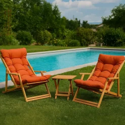 Set Tavolo e Sedie Arancione 2 Posti Dimensione Tavolo 40x40h40 cm, Dimensione Seduta 66x48h110 cm - Biagio