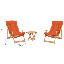Set Tavolo e Sedie Arancione 2 Posti Dimensione Tavolo 40x40h40 cm, Dimensione Seduta 66x48h110 cm - Biagio