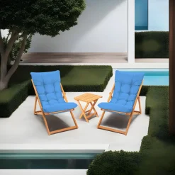 Set Tavolo E Sedie > Dmora Set Tavolo e Sedie 2 Posti Dimensione Tavolo 40x40h40 cm, Dimensione Seduta 66x48h111 cm - Biagio Blu
