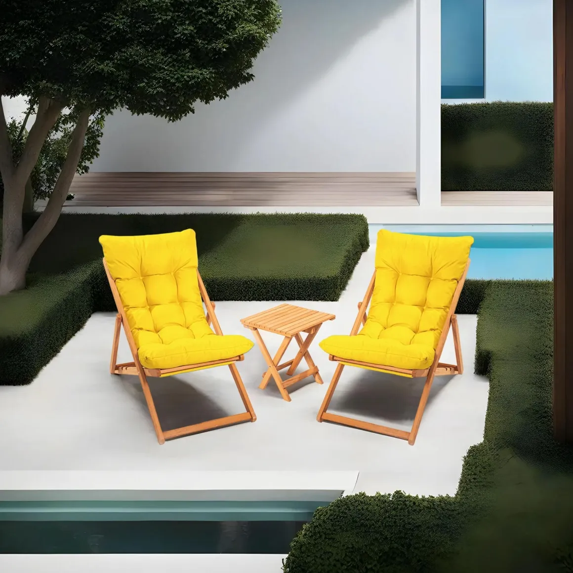 Set Tavolo E Sedie > Dmora Set Tavolo e Sedie 2 Posti Dimensione Tavolo 40x40h40 cm, Dimensione Seduta 66x48h112 cm - Biagio Giallo