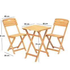 Set Tavolo E Sedie > Dmora Set Tavolo e Sedie 2 Posti Dimensione Tavolo 50x50h72 cm, Dimensione Seduta 40x30h81 cm - Isso Marrone