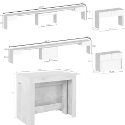 Set Tavolo E Sedie|Cucina > Dmora Set tavolo estensibile e 2 panche estensibili acero 12 posti - Auditore Marrone Acero