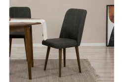 Set Tavolo E Sedie|Cucina > Dmora Set tavolo rotondo allungabile e 2 sedie imbottite - Bee Nero Antracite, Marrone Noce