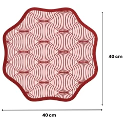 Set 2 Tovagliette/Sottopiatti in Ecopelle Kalp, Rosso e Rosa 40x40 cm, Cerchi intrecciati, Lavabili e Antiscivolo, Indoor/Outdoor, Made in Italy