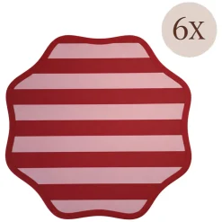 Tovaglie|Tovagliette > Dmora Set 6 Tovagliette/Sottopiatti in Ecopelle Hart, Rosso e Rosa 40x40 cm, Fantasia a righe, Lavabili e Antiscivolo, Indoor/Outdoor, Made in Italy Rosa, Rosso