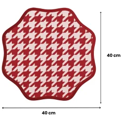 Set 6 Tovagliette/Sottopiatti in Ecopelle Serce, Rosso e Rosa 40x40 cm, Fantasia pied de poule, Lavabili e Antiscivolo, Indoor/Outdoor, Made in Italy