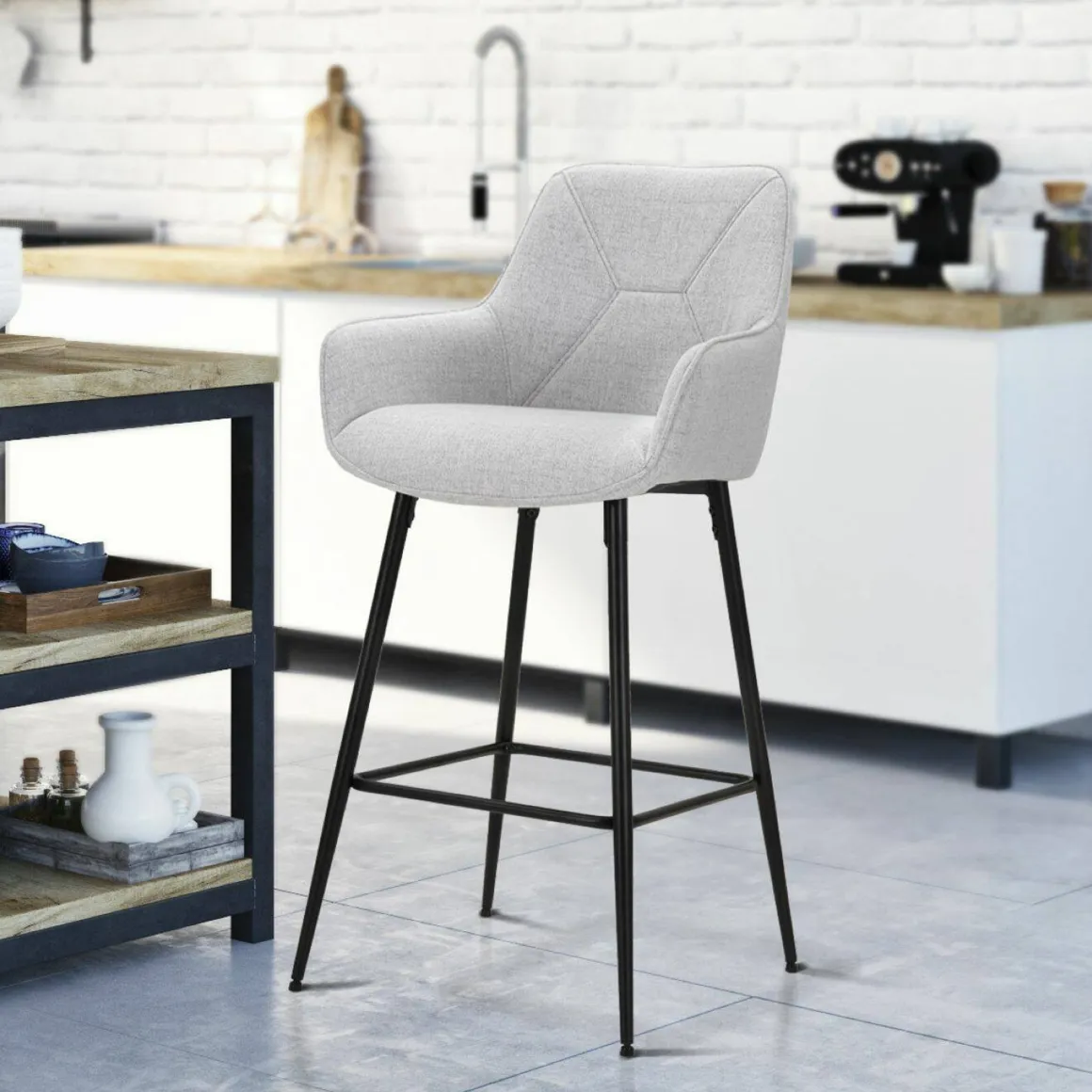 Sgabello alto moderno con seduta imbottita 55x55x109h cm - Moore