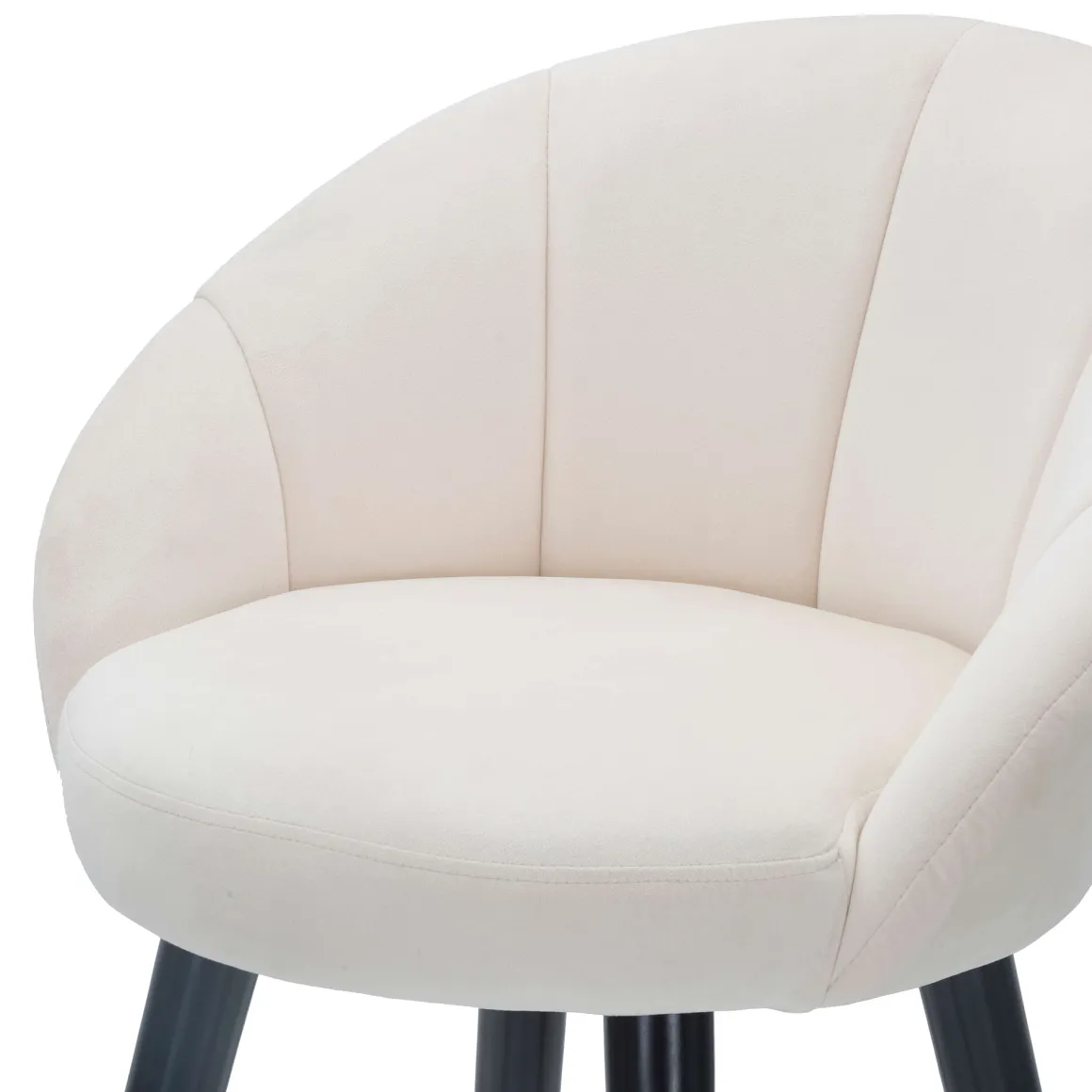 Sgabello Bianco Crema Nero Imbottito Rivestimento in Velluto 55x56x104h cm, Materiale Struttura in Tessuto - Huanca