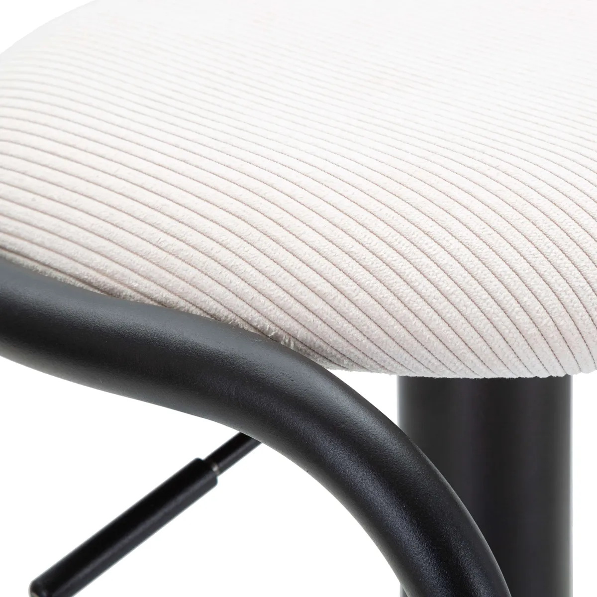 Sgabelli > Dmora Sgabello Bianco Crema Nero Regolabile Imbottito 41x41x61h cm, Altezza Seduta Massima 83 cm - Jardin Nero, Bianco Crema