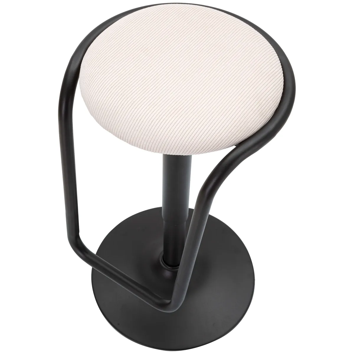 Sgabelli > Dmora Sgabello Bianco Crema Nero Regolabile Imbottito 41x41x61h cm, Altezza Seduta Massima 83 cm - Jardin Nero, Bianco Crema