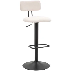 Sgabelli > Dmora Sgabello Bianco Crema Nero Regolabile con Schienale 43x50x86h cm, Imbottito - Essaou Nero, Bianco Crema