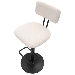Sgabelli > Dmora Sgabello Bianco Crema Nero Regolabile con Schienale 43x50x86h cm, Imbottito - Essaou Nero, Bianco Crema