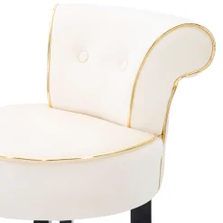 Sgabello Bianco Crema Nero Rivestimento in Velluto Imbottito 46x48x96h cm, Sfumatura Colore Seduta Crema - Tupiza