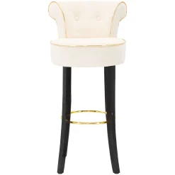 Sgabello Bianco Crema Nero Rivestimento in Velluto Imbottito 46x48x96h cm, Sfumatura Colore Seduta Crema - Tupiza