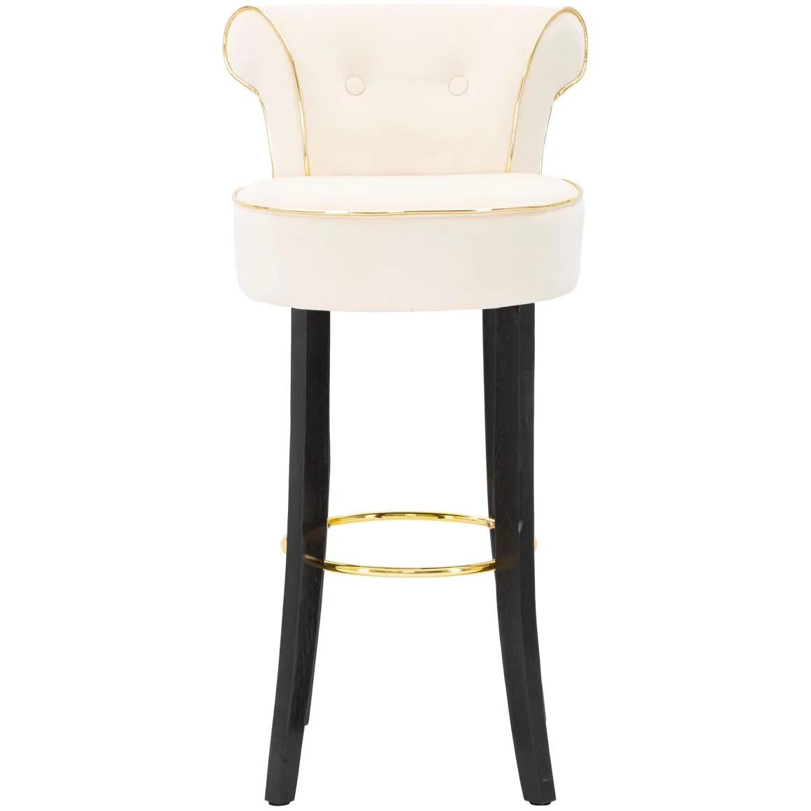 Sgabello Bianco Crema Nero Rivestimento in Velluto Imbottito 46x48x96h cm, Sfumatura Colore Seduta Crema - Tupiza