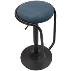 Sgabelli > Dmora Sgabello blu Nero Regolabile Imbottito 43x50x86h cm, con Schienale - Essaou Nero, Blu