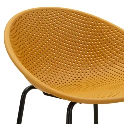 Sgabelli > Dmora Sgabello Giallo Senape Nero set da 2 Indoor/outdoor Seduta Traforata Altezza Seduta 75 cm 51x82x58h cm, Materiale Struttura in Metallo - Trong Nero, Giallo Senape