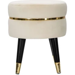 Sgabelli > Dmora Sgabello Nero Bianco Crema Imbottito Rivestimento in Velluto 35x35x41h cm, Altezza Seduta 40 cm - Yavi Bianco, Nero Crema