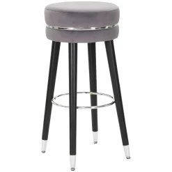 Sgabello Nero Imbottito Rivestimento in Velluto 35x35x74h cm, Materiale Struttura in Legno - Bran