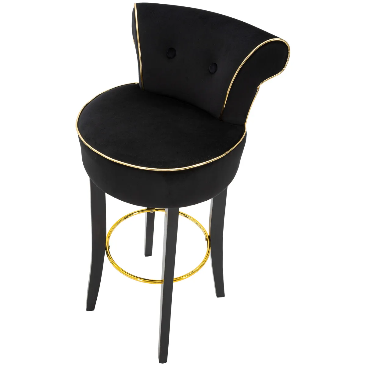 Sgabelli > Dmora Sgabello Nero oro Imbottito Rivestimento in Velluto 46x48x96h cm, Materiale Struttura in Legno - Tupiza Oro, Nero