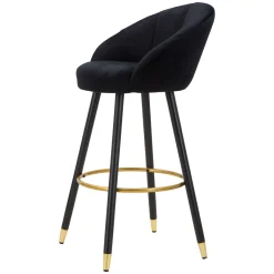 Sgabello Nero oro Imbottito Rivestimento in Velluto 55x56x104h cm, Materiale Struttura in Legno Nobilitato - Huanca