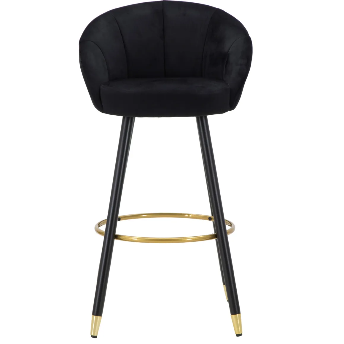 Sgabello Nero oro Imbottito Rivestimento in Velluto 55x56x104h cm, Materiale Struttura in Legno Nobilitato - Huanca