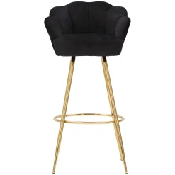 Sgabello Nero oro Rivestimento in Velluto Imbottito 55x53x110h cm, Colore Seduta Nero - Tequis