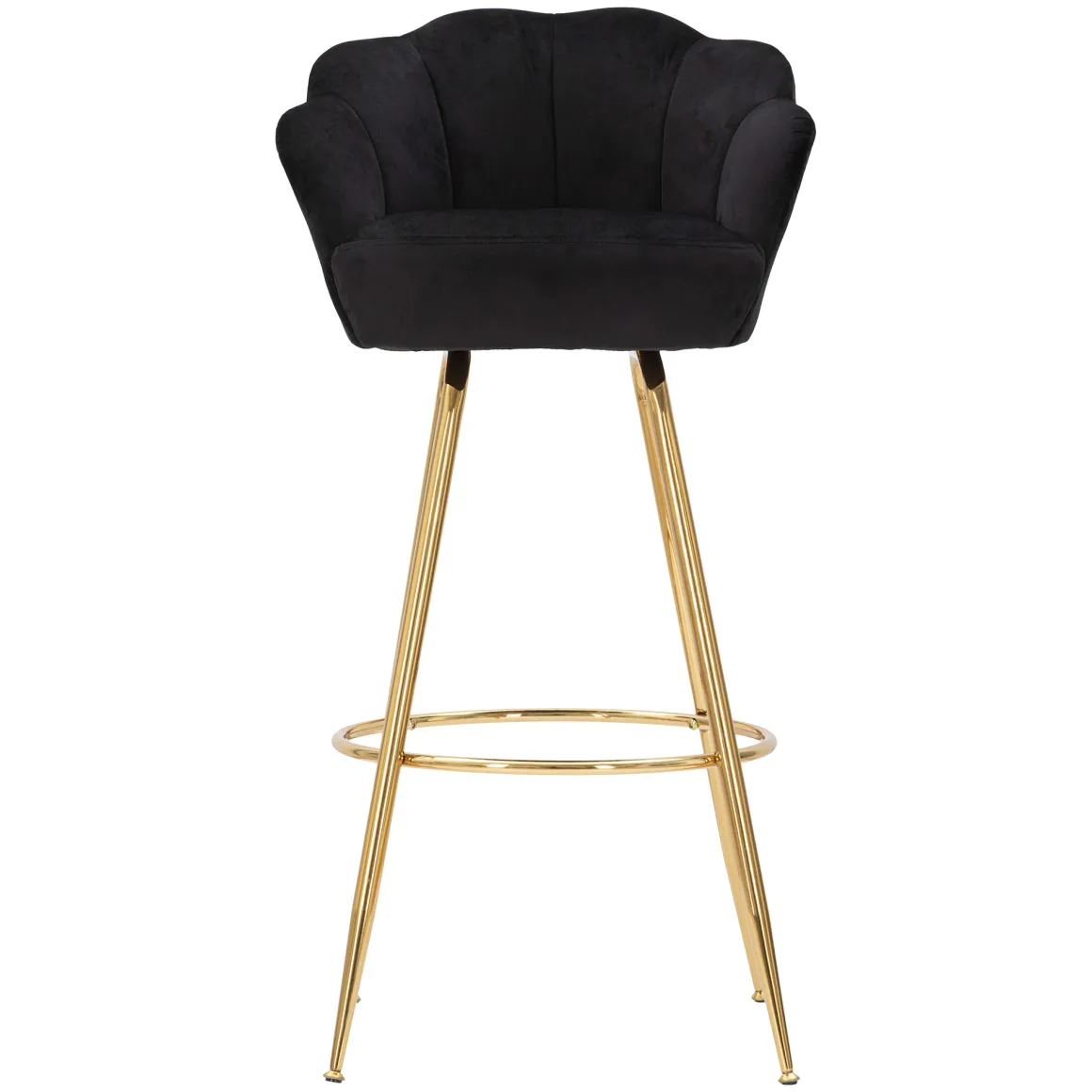 Sgabello Nero oro Rivestimento in Velluto Imbottito 55x53x110h cm, Colore Seduta Nero - Tequis