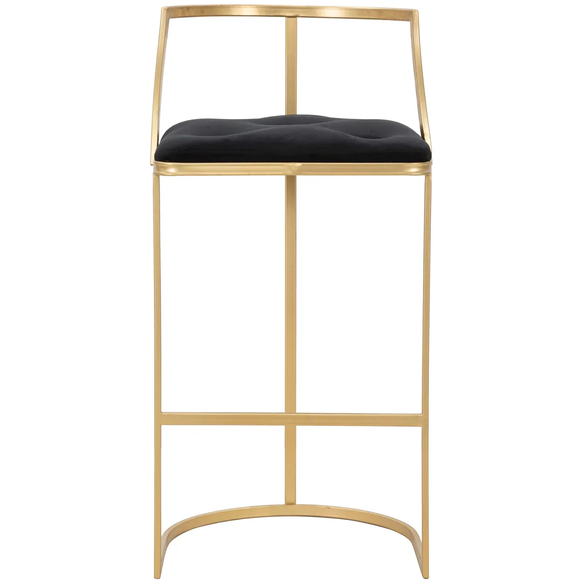Sgabelli > Dmora Sgabello oro Nero Imbottito Rivestimento in Velluto 45x45x90h cm, Materiale Struttura in Metallo - Daparoha Nero, Oro