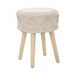 Sgabello scandi imbottito con gambe in legno 32x32x41h cm bianco - Bridges