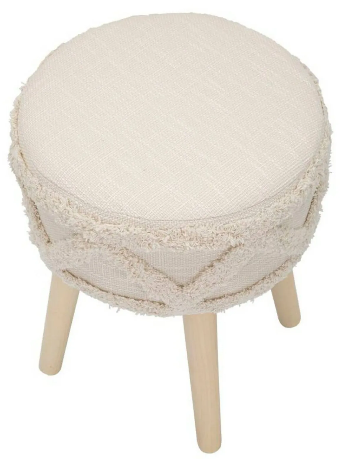 Sgabello scandi imbottito con gambe in legno 32x32x41h cm bianco - Bridges
