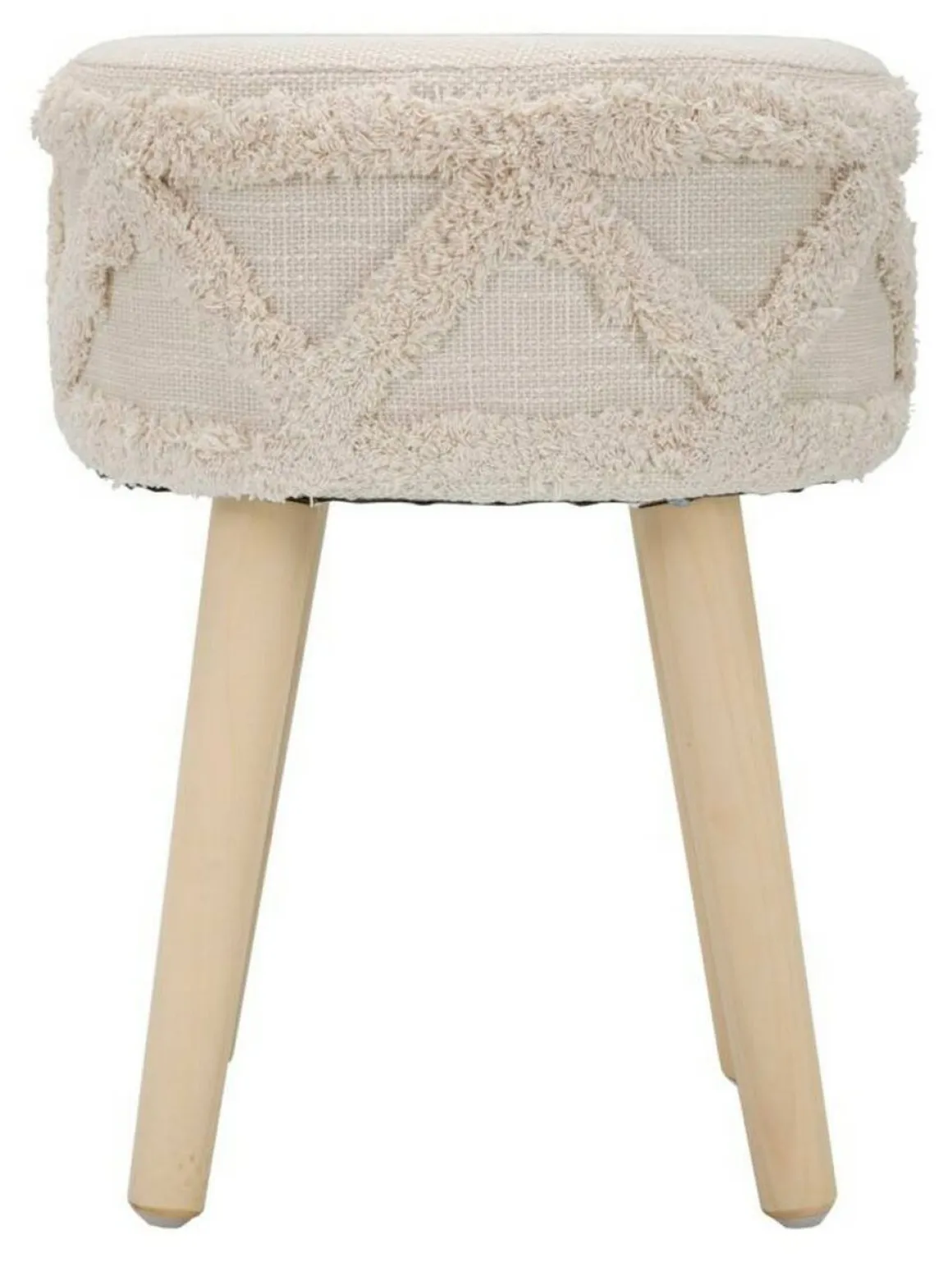 Sgabello scandi imbottito con gambe in legno 32x32x41h cm bianco - Bridges