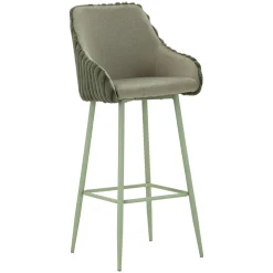 Sgabelli > Dmora Sgabello Imbottito set da 2 con Schienale 52x46x111h cm, Materiale Struttura in Legno Nobilitato - Spiti Verde