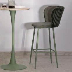 Sgabello Verde Imbottito set da 2 con Schienale 55x58x106h cm, Materiale Struttura in Legno Nobilitato - Kalpa