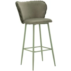 Sgabello Verde Imbottito set da 2 con Schienale 55x58x106h cm, Materiale Struttura in Legno Nobilitato - Kalpa