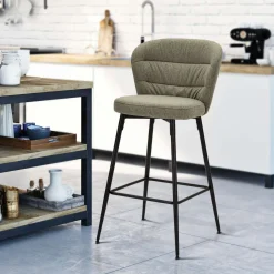 Sgabelli > Dmora Sgabello Verde Nero Imbottito Colore Struttura Nero 52x59x108h cm, Materiale Struttura in Legno Nobilitato - Guadal Nero, Verde