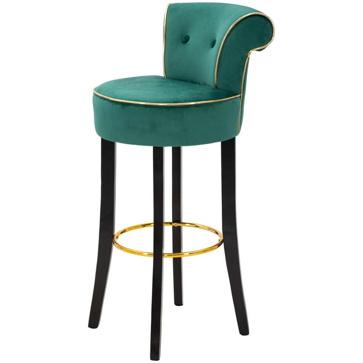 Sgabelli > Dmora Sgabello Verde oro Imbottito Rivestimento in Velluto 46x48x96h cm, Materiale Struttura in Legno - Tupiza Oro, Verde