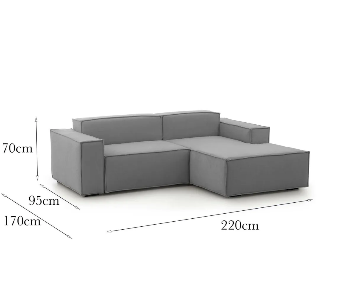 Divani Angolari|Divani Fissi Con Penisola > Dmora Sofa in legno e ferro rivestito in tessuto 220x170x70h cm - Amuleto Grigio