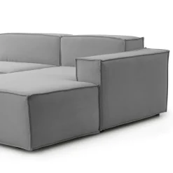 Divani Angolari|Divani Fissi Con Penisola > Dmora Sofa in legno e ferro rivestito in tessuto 220x170x70h cm - Amuleto Grigio