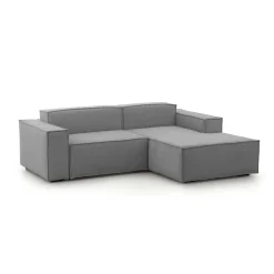 Divani Angolari|Divani Fissi Con Penisola > Dmora Sofa in legno e ferro rivestito in tessuto 220x170x70h cm - Amuleto Grigio