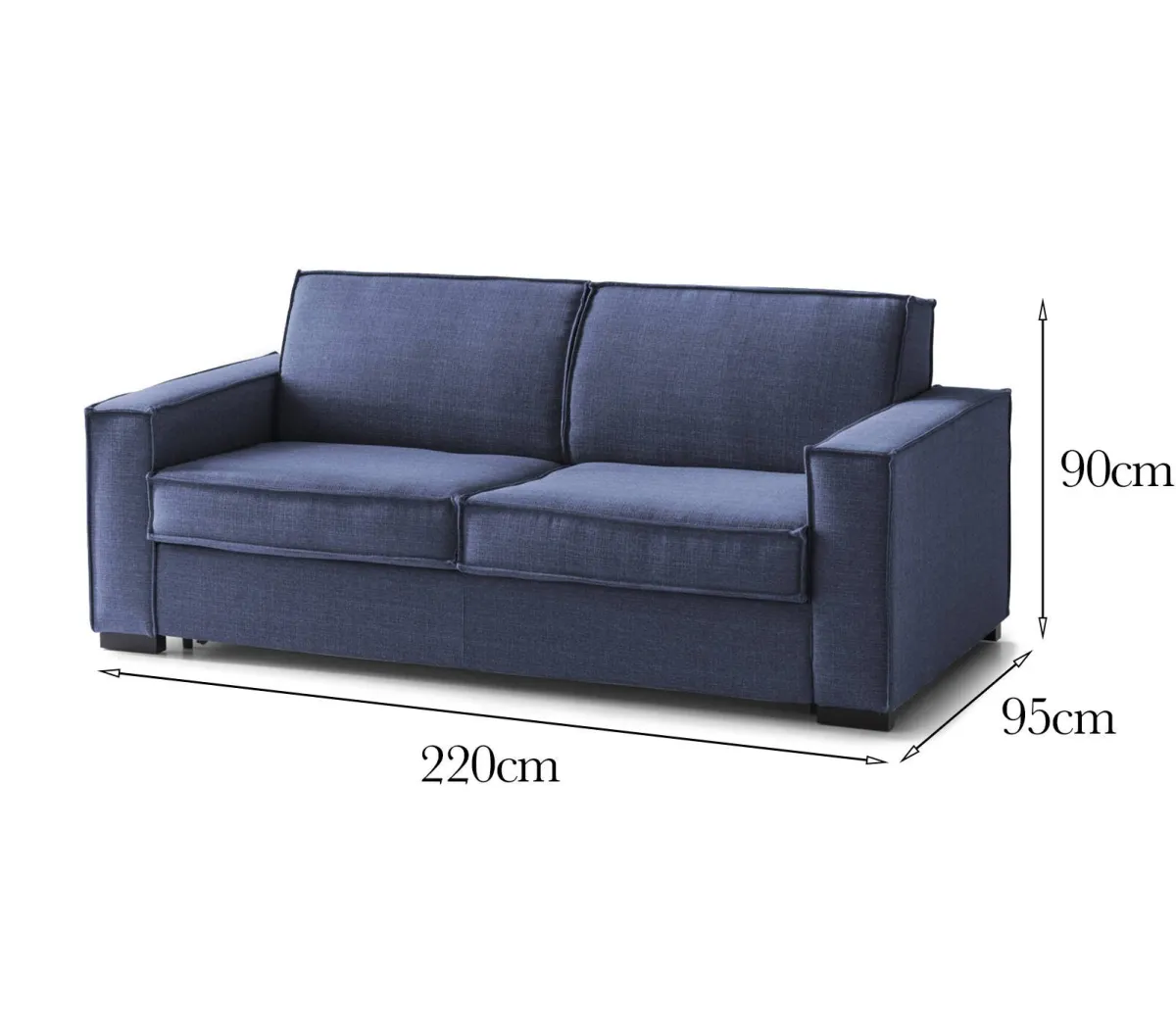 Salotto|Divani Fissi 3 Posti > Dmora Sofa sfoderabile 220x95x90h cm - Diopside Blu
