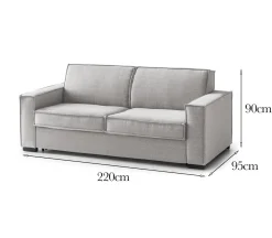 Sofa sfoderabile grigio 220x95x90h cm - Diopside