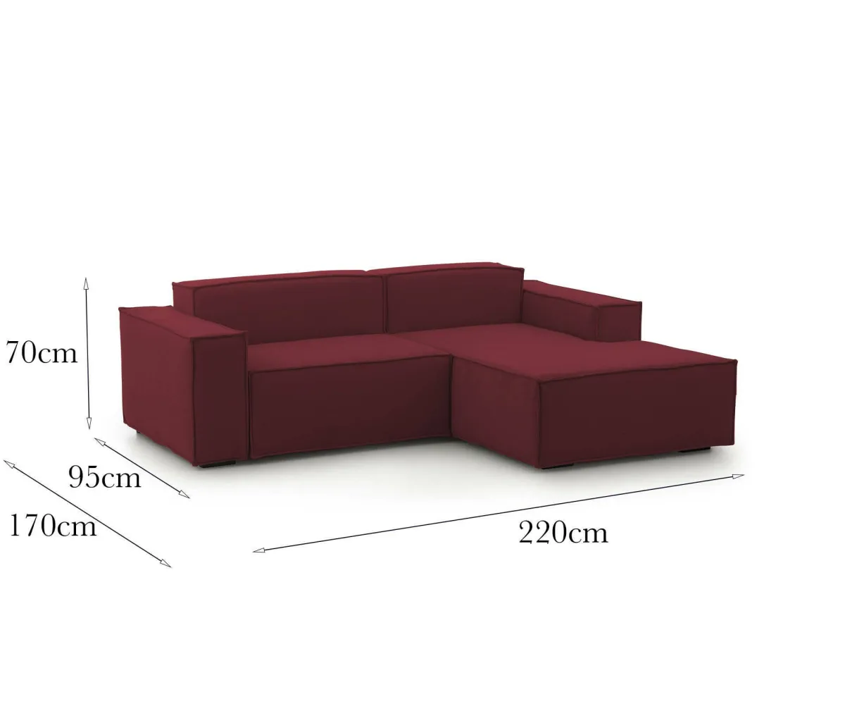 Divani Angolari|Divani Fissi Con Penisola > Dmora Sofa sfoderabile 220x170x70h cm - Amuleto Rosso