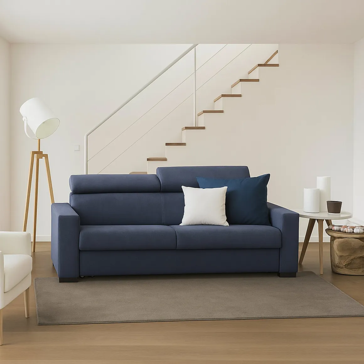 Sofà con braccioli blu 200x95x85h cm - Schiavo