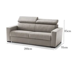 Divani Fissi 2 Posti|Salotto > Dmora Sofà design tortora 200x95x85h cm - Schiavo Grigio Tortora