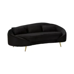 Divani Fissi 3 Posti > Dmora Sofà in legno e metallo rivestito in tessuto nero e oro 185x84x68h cm - Verte Oro, Nero