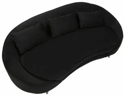 Divani Fissi 3 Posti > Dmora Sofà in legno e metallo rivestito in tessuto nero e oro 185x84x68h cm - Verte Oro, Nero