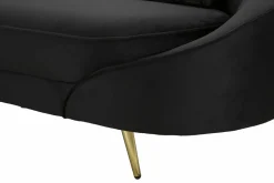 Divani Fissi 3 Posti > Dmora Sofà in legno e metallo rivestito in tessuto nero e oro 185x84x68h cm - Verte Oro, Nero